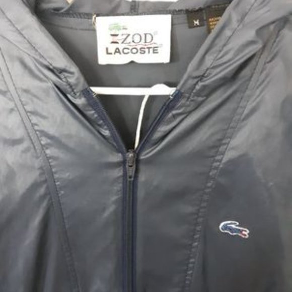 Vintage IZOD Lacoste Blue Crocodile RARE 80's Anorak Windbreaker SZ Medium - Picture 3 of 3